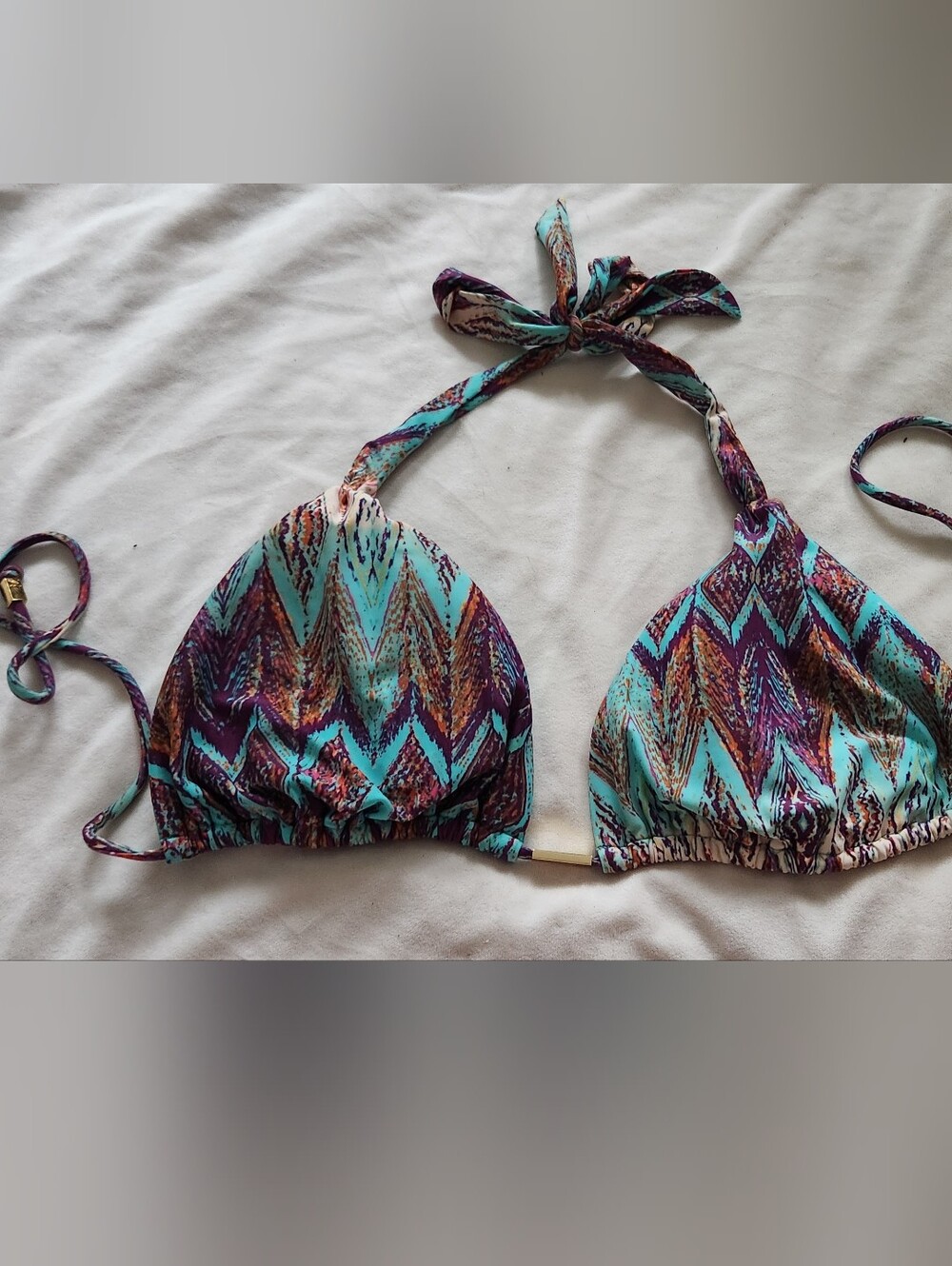 Women’s Multicolor Zigzag Halter Bikini Top MAR by VIX Size XL